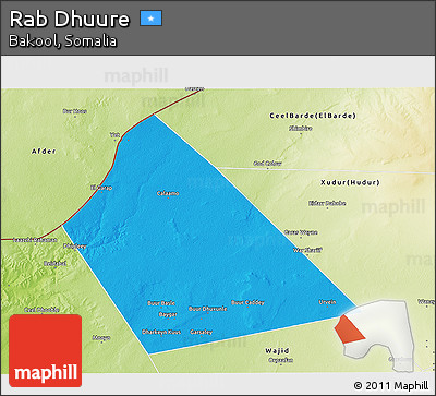 Political 3D Map of Rab Dhuure, physical outside