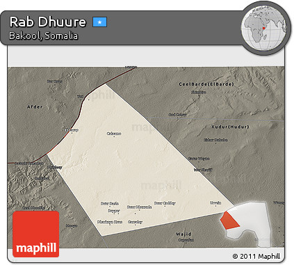 Shaded Relief 3D Map of Rab Dhuure, darken