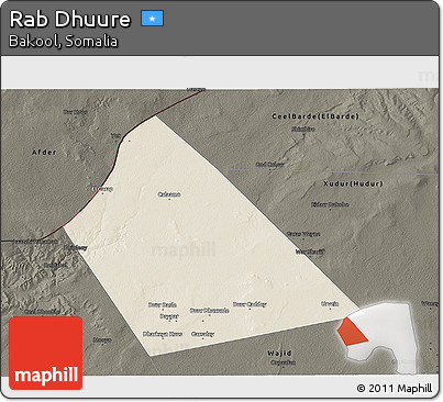 Shaded Relief 3D Map of Rab Dhuure, darken