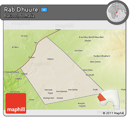Shaded Relief 3D Map of Rab Dhuure, physical outside