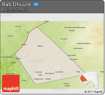 Shaded Relief 3D Map of Rab Dhuure, physical outside