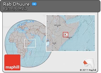 Gray Location Map of Rab Dhuure, highlighted parent region, within the entire country, hill shading