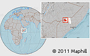 Gray Location Map of Rab Dhuure, highlighted parent region, hill shading