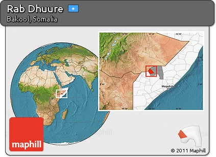 Satellite Location Map of Rab Dhuure, highlighted country, highlighted parent region