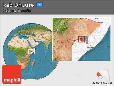 Satellite Location Map of Rab Dhuure, highlighted country, highlighted parent region