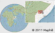 Savanna Style Location Map of Rab Dhuure, highlighted country, highlighted parent region, hill shading