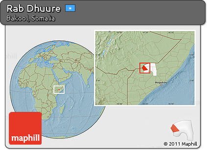 Savanna Style Location Map of Rab Dhuure, highlighted parent region, hill shading
