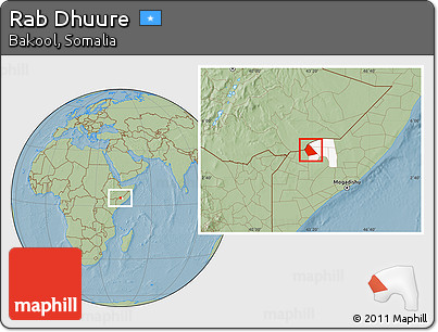 Savanna Style Location Map of Rab Dhuure, highlighted parent region, hill shading