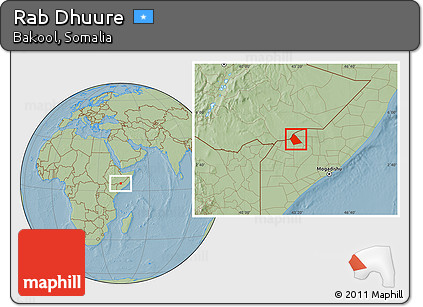 Savanna Style Location Map of Rab Dhuure, hill shading