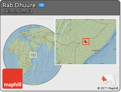 Savanna Style Location Map of Rab Dhuure, hill shading