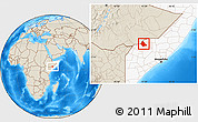 Shaded Relief Location Map of Rab Dhuure, highlighted country