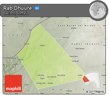 Physical Map of Rab Dhuure, semi-desaturated