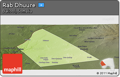 Physical Panoramic Map of Rab Dhuure, darken