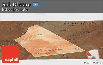 Satellite Panoramic Map of Rab Dhuure, darken