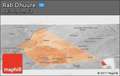 Satellite Panoramic Map of Rab Dhuure, desaturated
