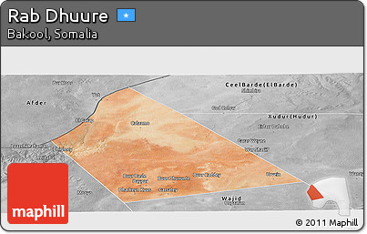 Satellite Panoramic Map of Rab Dhuure, desaturated