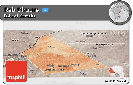 Satellite Panoramic Map of Rab Dhuure, semi-desaturated