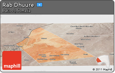 Satellite Panoramic Map of Rab Dhuure, semi-desaturated