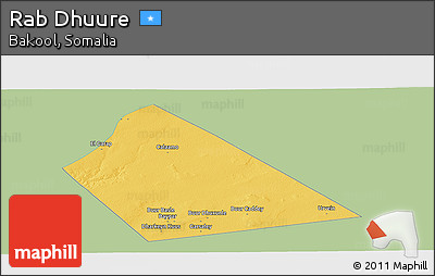 Savanna Style Panoramic Map of Rab Dhuure, single color outside