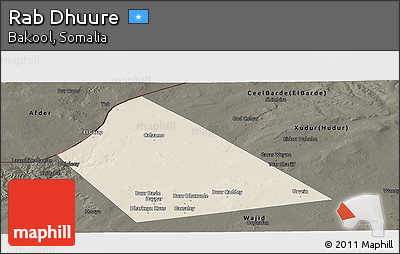 Shaded Relief Panoramic Map of Rab Dhuure, darken