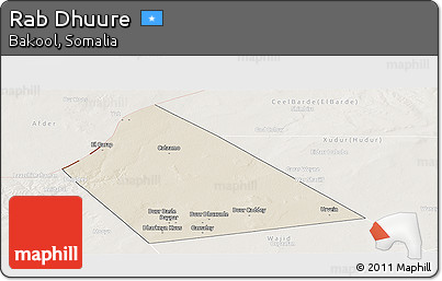 Shaded Relief Panoramic Map of Rab Dhuure, lighten