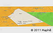Shaded Relief Panoramic Map of Rab Dhuure, political outside