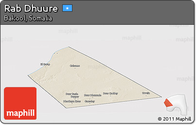 Shaded Relief Panoramic Map of Rab Dhuure, single color outside