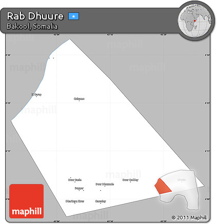 Gray Simple Map of Rab Dhuure, single color outside