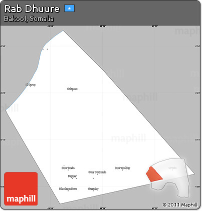 Gray Simple Map of Rab Dhuure, single color outside