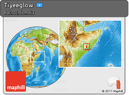 Physical Location Map of Tiyeeglow, within the entire country