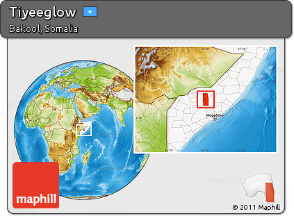 Physical Location Map of Tiyeeglow, highlighted country