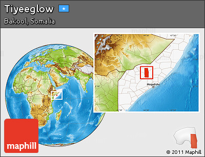 Physical Location Map of Tiyeeglow, highlighted country