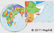 Political Location Map of Tiyeeglow, highlighted country, within the entire country