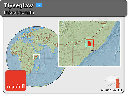Savanna Style Location Map of Tiyeeglow, hill shading