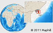 Shaded Relief Location Map of Tiyeeglow, highlighted country, highlighted parent region