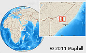 Shaded Relief Location Map of Tiyeeglow, highlighted parent region