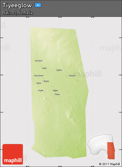 Physical Map of Tiyeeglow, cropped outside