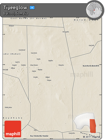 Shaded Relief Map of Tiyeeglow