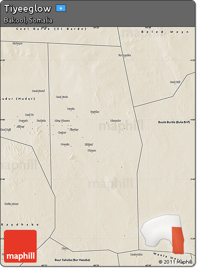 Shaded Relief Map of Tiyeeglow