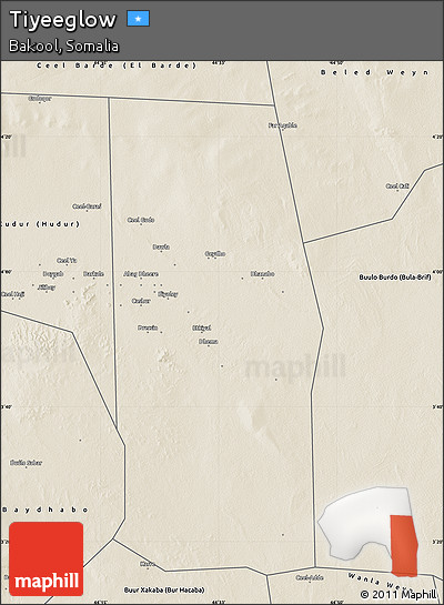 Shaded Relief Map of Tiyeeglow