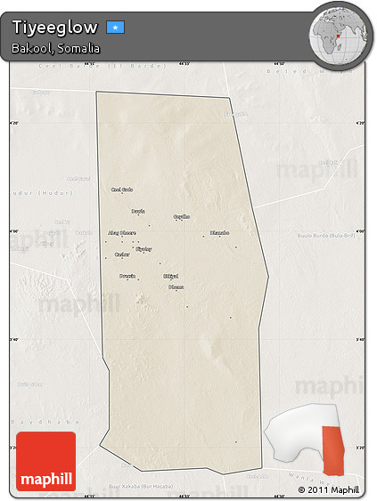 Shaded Relief Map of Tiyeeglow, lighten