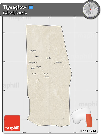 Shaded Relief Map of Tiyeeglow, single color outside