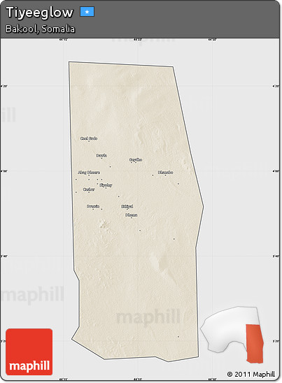 Shaded Relief Map of Tiyeeglow, single color outside