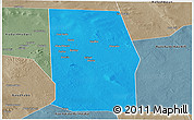Political Panoramic Map of Tiyeeglow, semi-desaturated