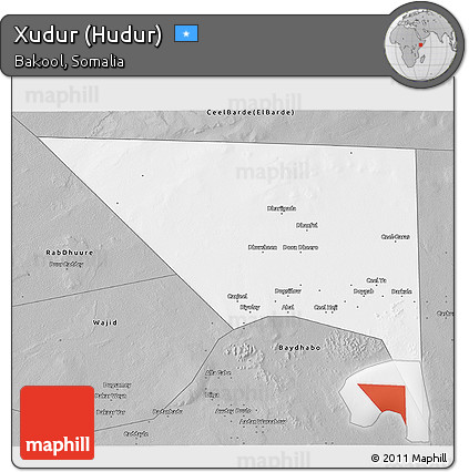 Gray 3D Map of Xudur (Hudur)