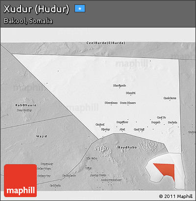 Gray 3D Map of Xudur (Hudur)