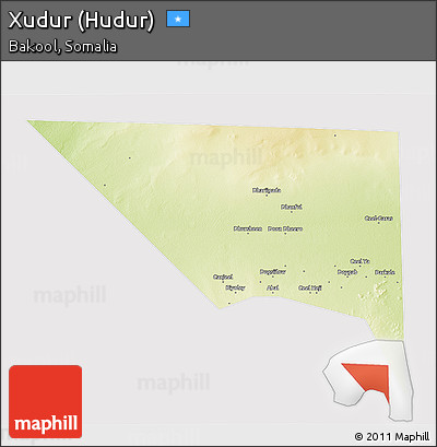 Physical 3D Map of Xudur (Hudur), cropped outside