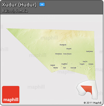 Physical 3D Map of Xudur (Hudur), cropped outside