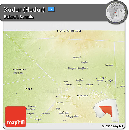Physical 3D Map of Xudur (Hudur)