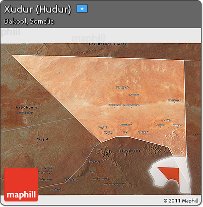 Satellite 3D Map of Xudur (Hudur), darken
